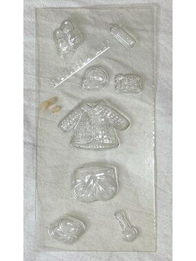 Vintage Chocolate Candy Soap Plastic Mold Baby Shower Clothes Rattle Diaper Mard